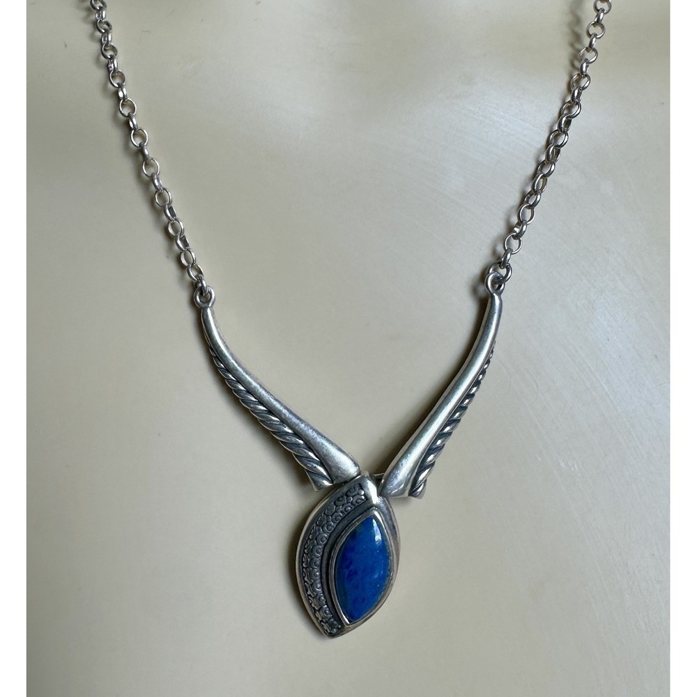 Carolyn Pollack Relios Pendant Necklace 17.5 in Lapis Lazuli 925 Sterling 13.9g
